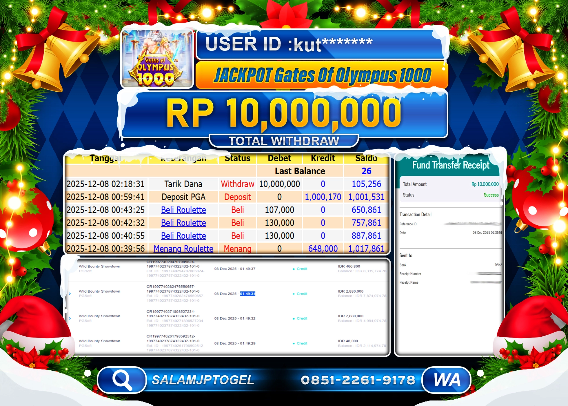 SALAMJPTOGEL JACKPOT Gates Of Olympus 1000 Rp.10,000,000 - LUNAS