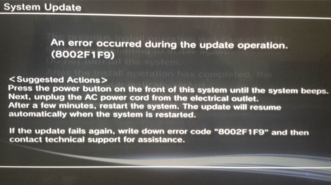 ps3 Technical Uphold Fehlercode