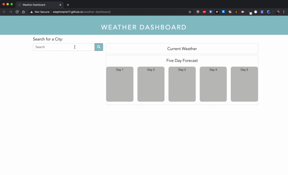 GitHub - stephmarie17/weather-dashboard: Weather Application using ...