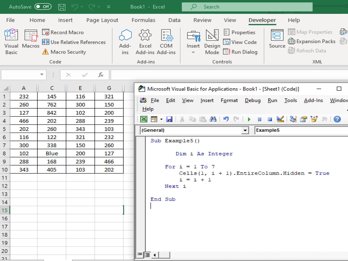 Excel vba columns несколько столбцов