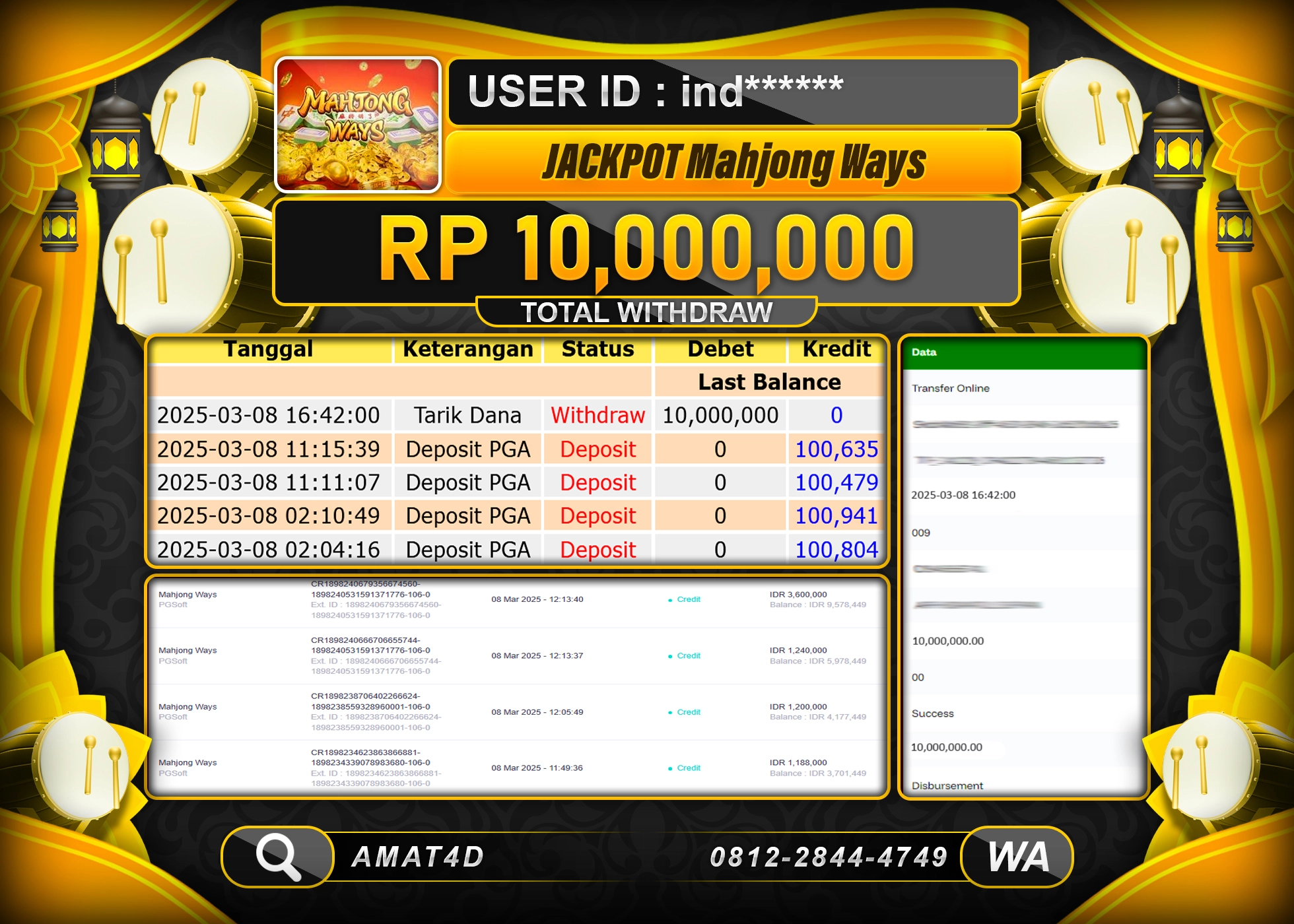 AMAT4D KEMENANGAN MAHJONG WAYS Rp.10.000.000 BERHASIL TERBAYAR LUNAS