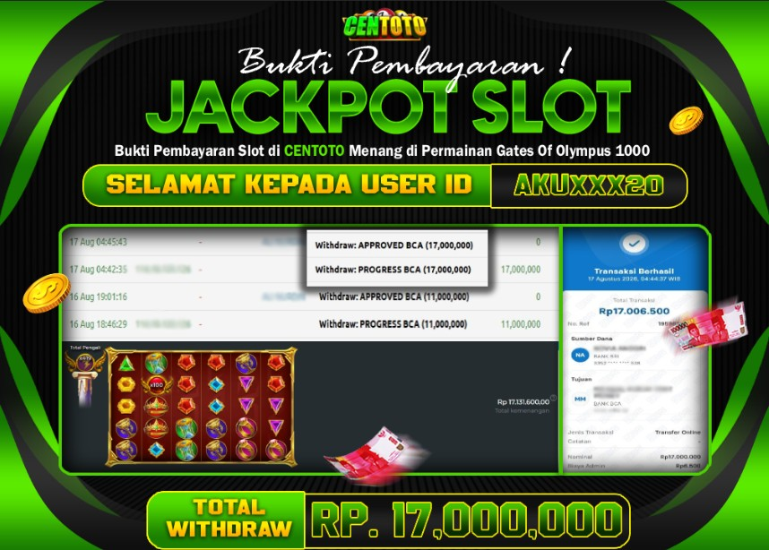BUKTI JACKPOT LUNAS CENTOTO  RP 17.000.000,-LUNAS