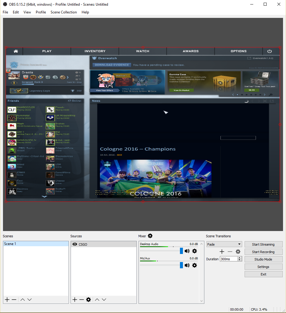 Trying to stream CSGO (OBS Studio) : r/Twitch