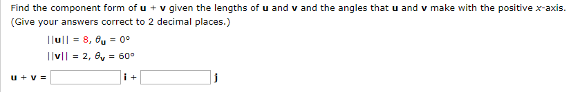 Solved Find the component form of u v given the lengths of u | Chegg.com