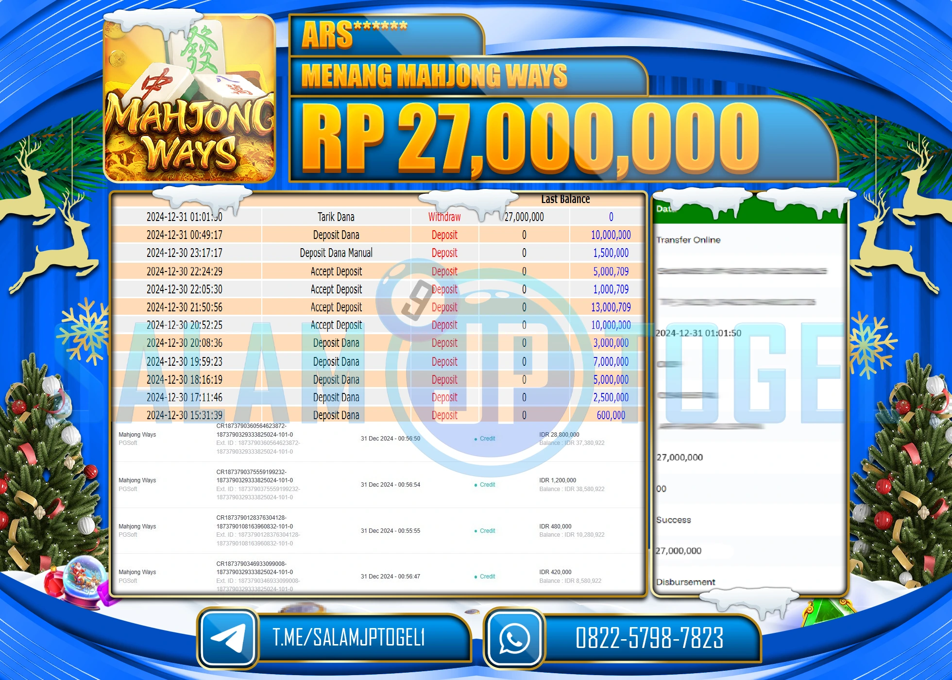 SALAMJPTOGEL MENANG MAHJONG WAYS 2 Rp.27,000,000 LUNAS
