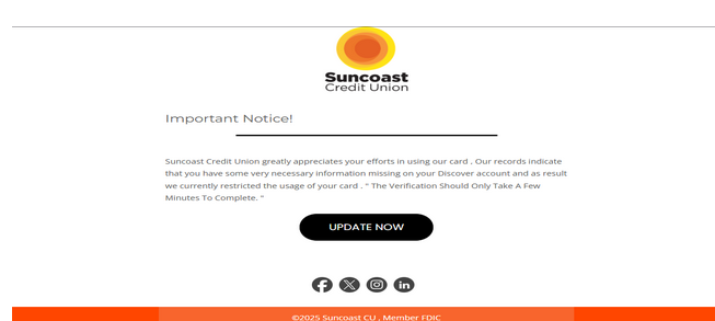 Suncoast Credit union Letter Inbox To All 2025