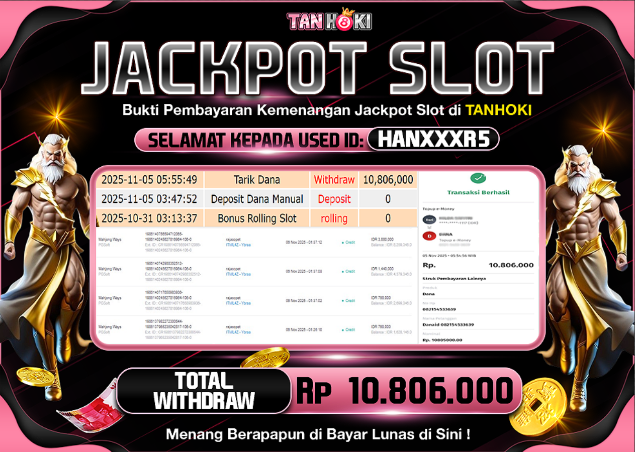 TANHOKI JACKPOT SLOT MAHJONG WAYS Rp..10.806.000,- LUNAS