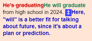 He's graduatingHe will graduate from high school in 2024. ‡Here, 