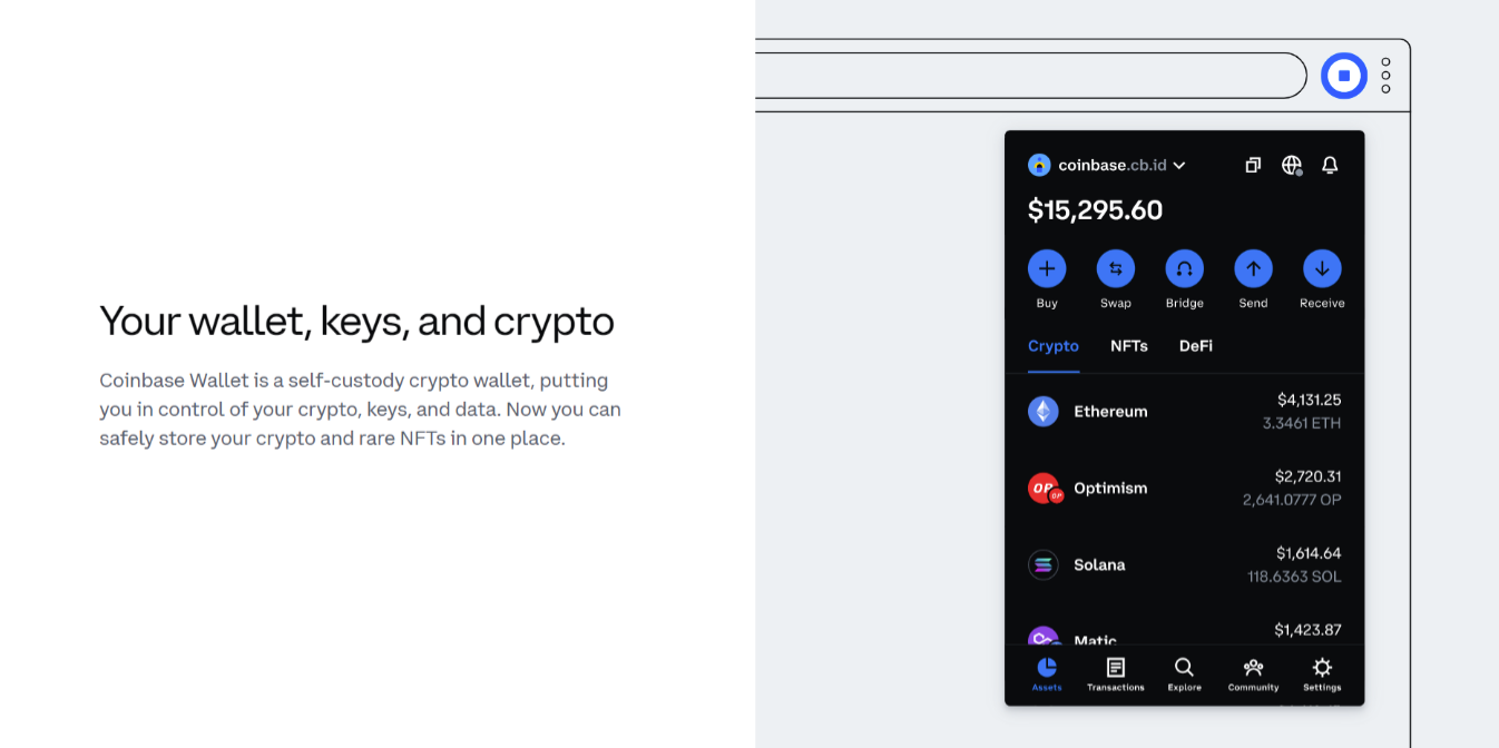 Digital wallet: Use Coinbase wallet without any fees or charges. 