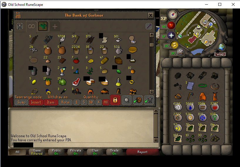 85 QP/99 Firemaking/56 CONS/67 Fletch/50 Agil+Thieve/47 PRAY Ironman