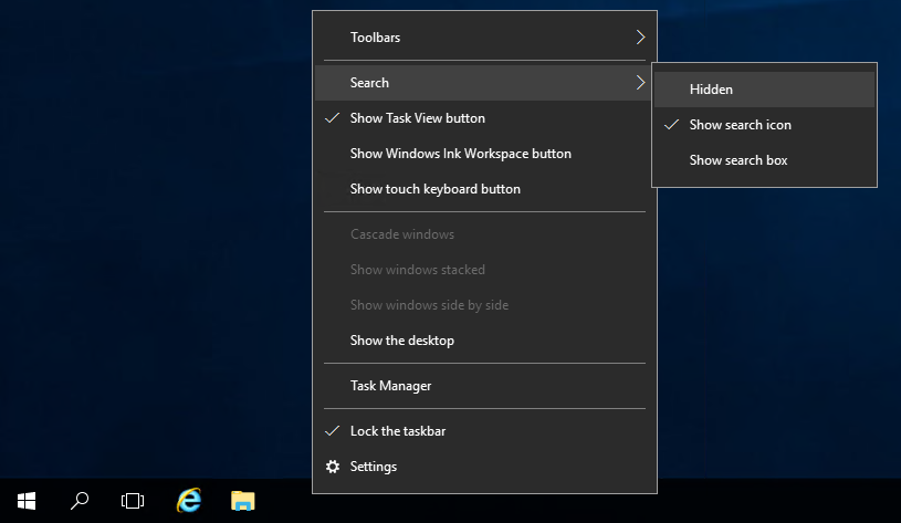 Hide Cortana and Task View button