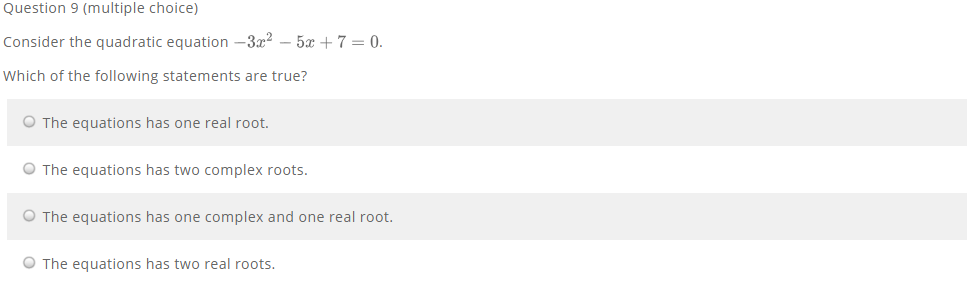 Solved Question 9 (multiple choice) Consider the quadratic | Chegg.com