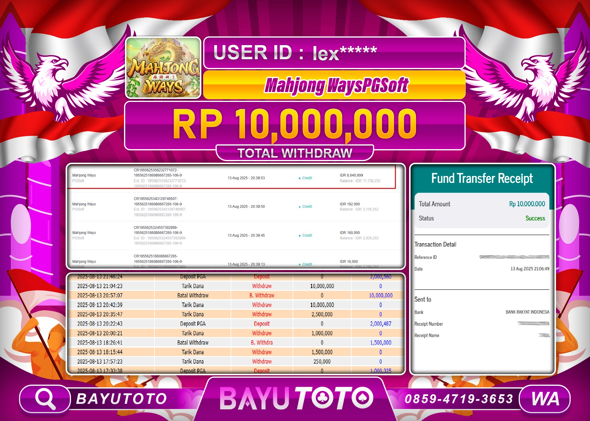 BAYUTOTO JACKPOT DI PG SOFT SLOT MAHJONG WAYS 2 Rp.10,000,000 LUNAS