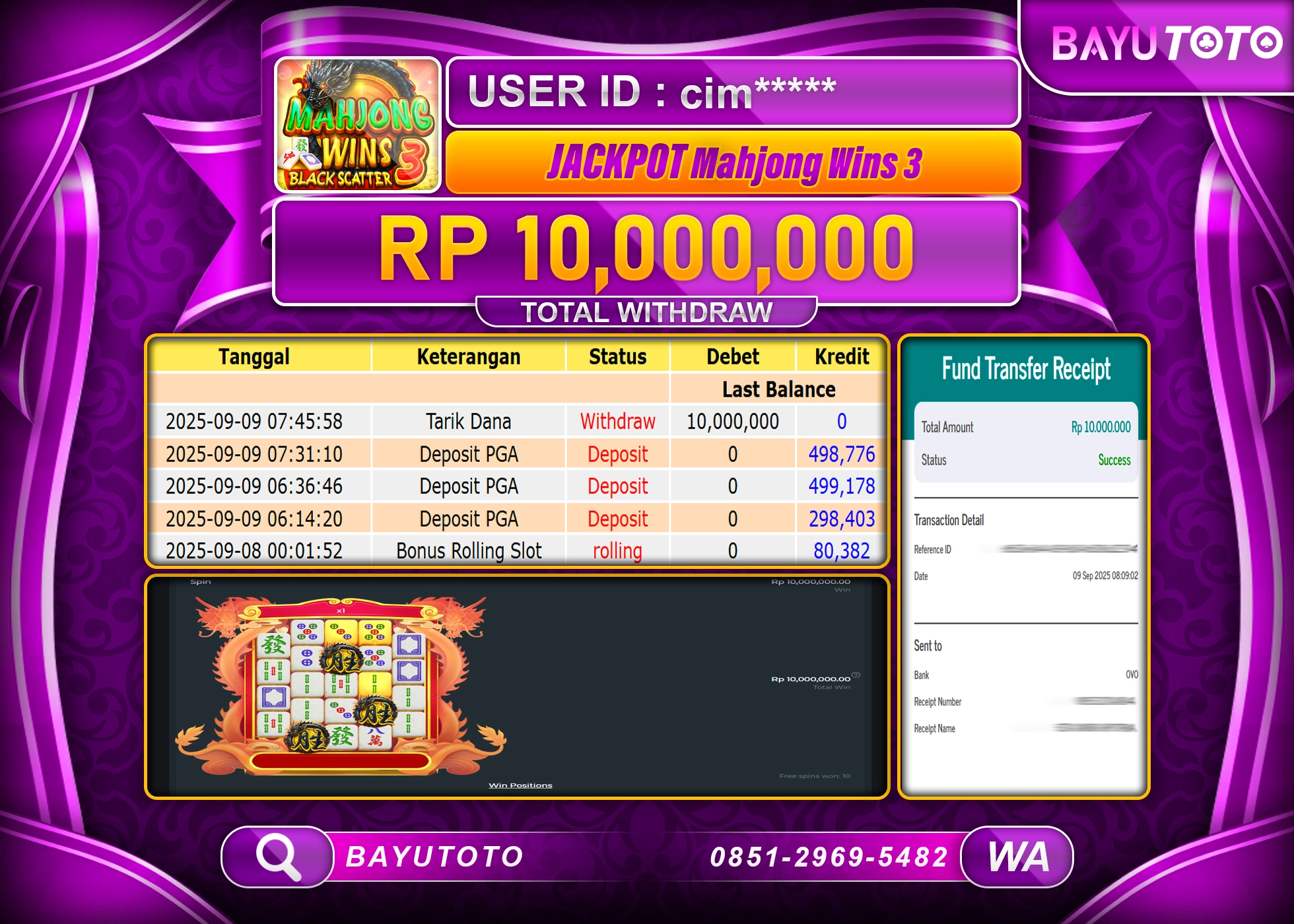 BAYUTOTO JACKPOT DI SLOT MAHJONG WINS 3 BLACK SCATTER  Rp.40,000,000 LUNAS