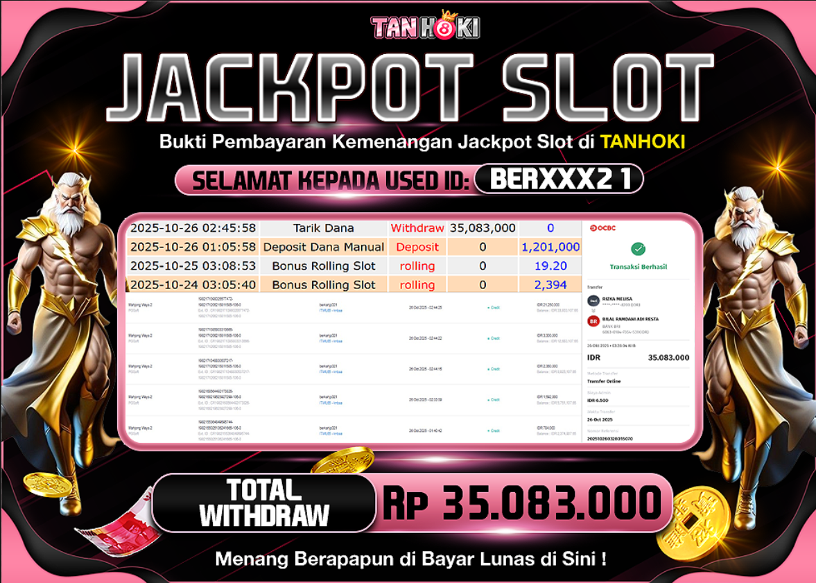 TANHOKI JACKPOT SLOT MAHJONG WAYS 2 Rp..35.083.000,- LUNAS