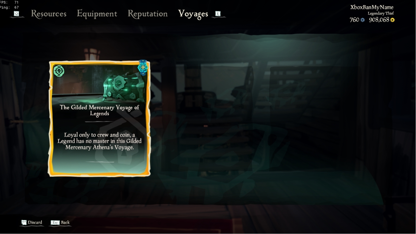 SOLD Year 1 Pirate Legend Athena 10 Account W/ Gilded Athena Voyage