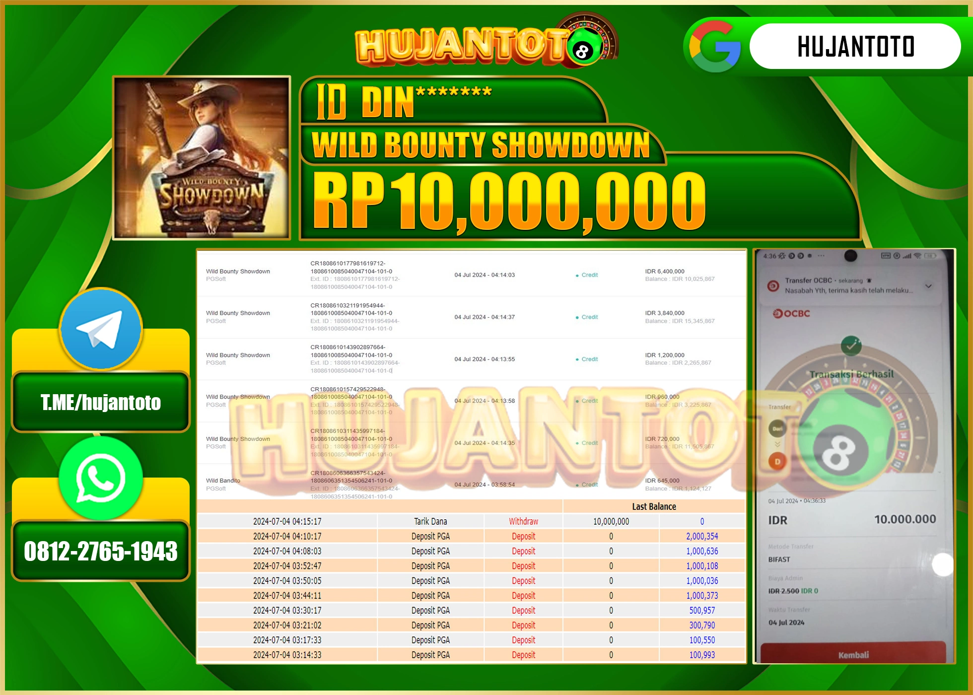 HUJANTOTO MENANG SLOT WILD BOUNTY SHOWDOWN, 10,000,000 - LUNAS 