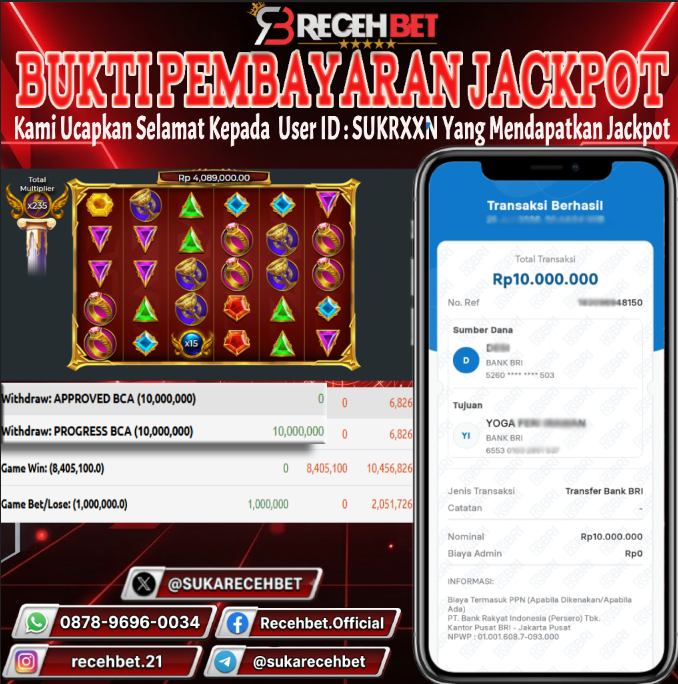 🏆 Terbukti Jackpot GATES OF OLYMPUS SUPER SCATTER Rp 10,000,000-, Di RECEHBET 🏆
