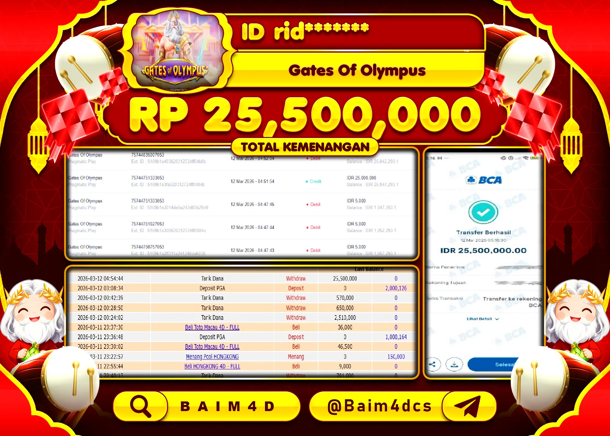 BAIM4D JACKPOT GATES OF OLYMPUS  Rp.25,500,000 - LUNAS