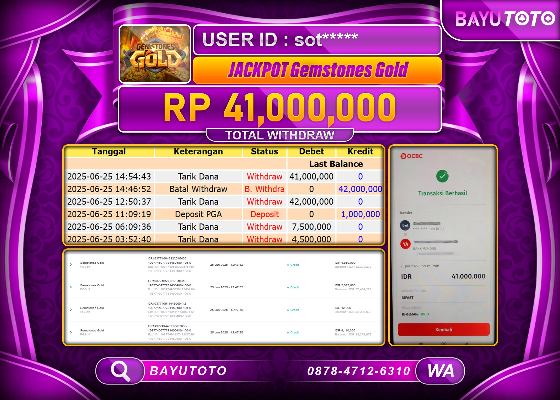 BAYUTOTO JACKPOT  DI GAME SLOT GAMESTONES Rp.41.000.000 LUNAS