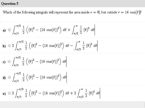 Solved Which of the following integrals will represent the | Chegg.com