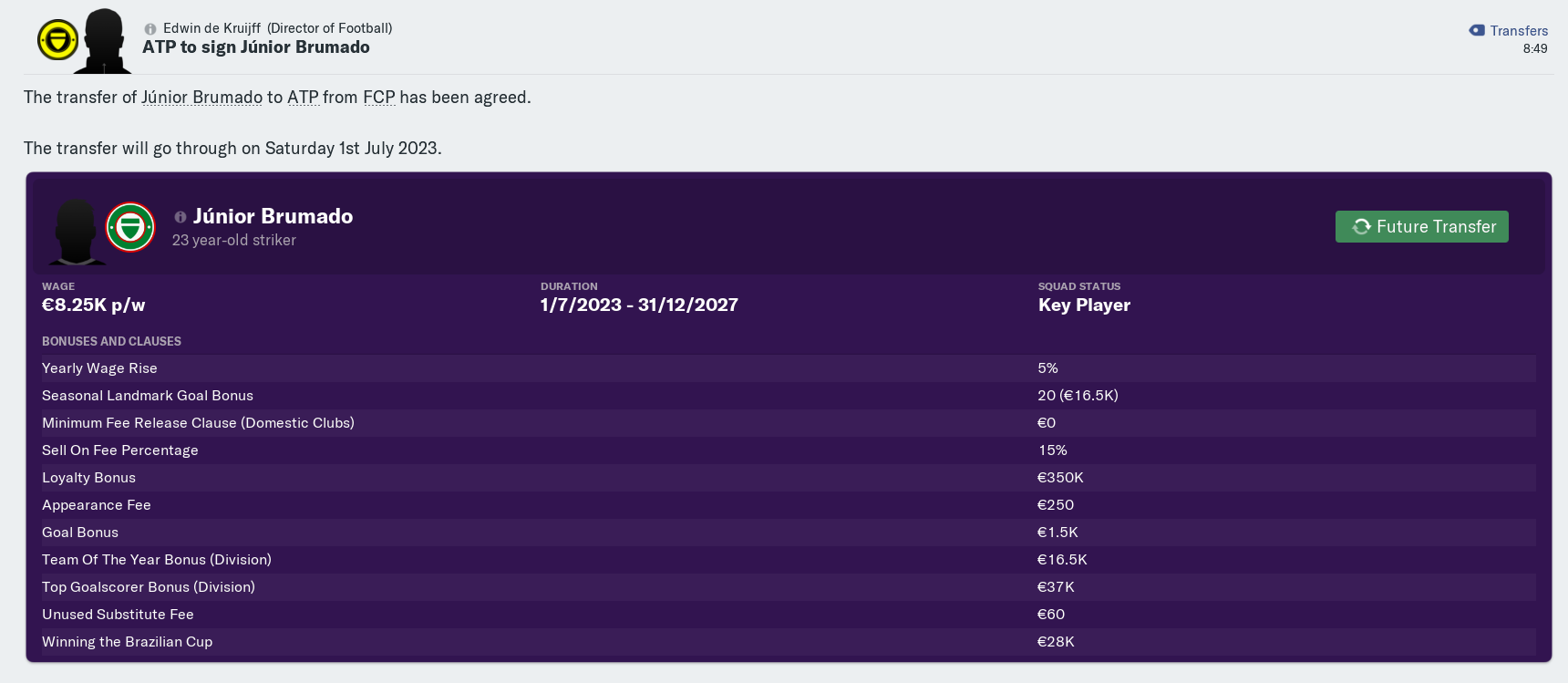 Favourite minimum release clauses? r/footballmanagergames