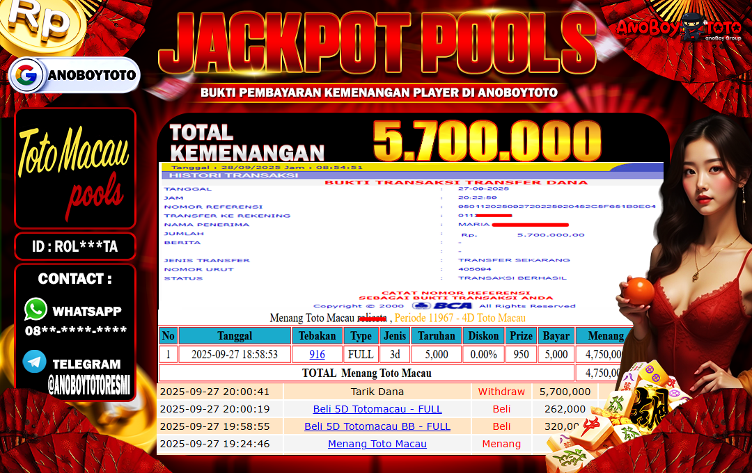 ANOBOYTOTO di Toto Macau 5D Season 2 RP.5.700.000 LUNAS