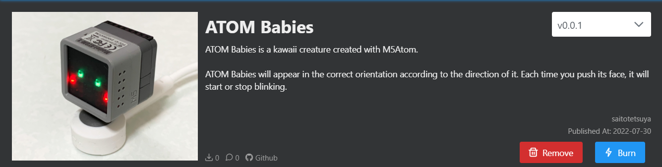 M5Burner上のATOM Babies