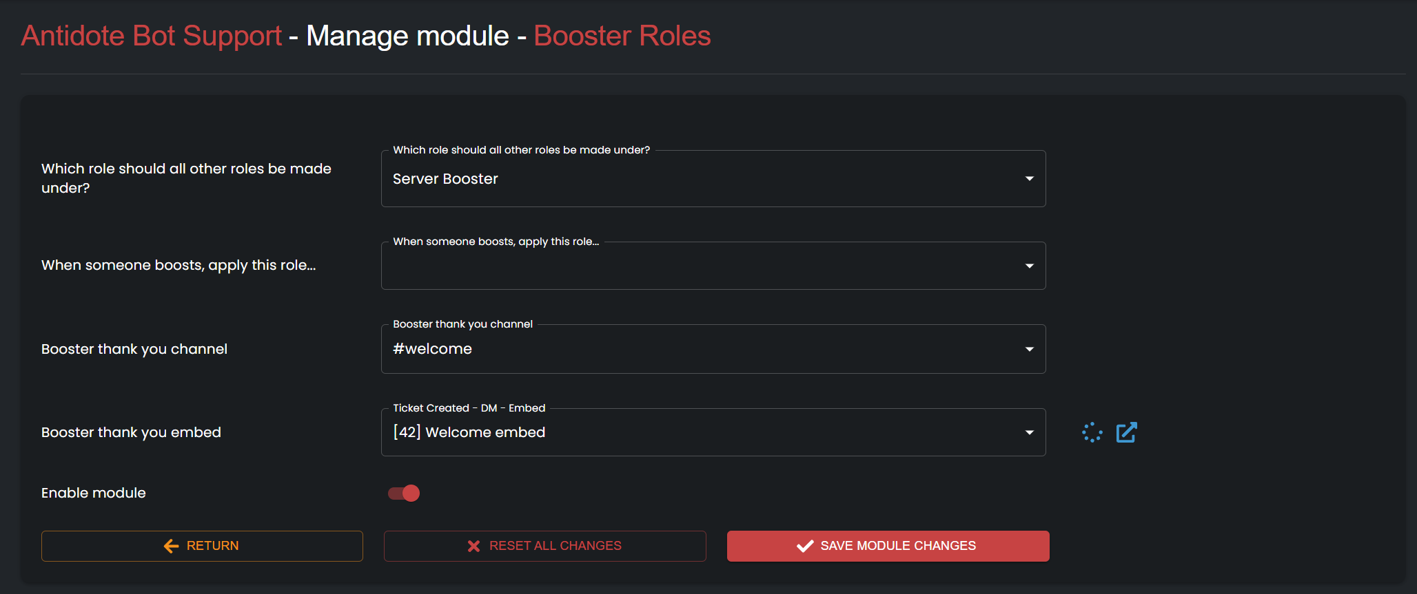 Booster Roles Configuration