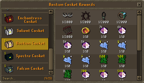 Bastion / Spectre / Falcon Clue Scrolls and Caskets