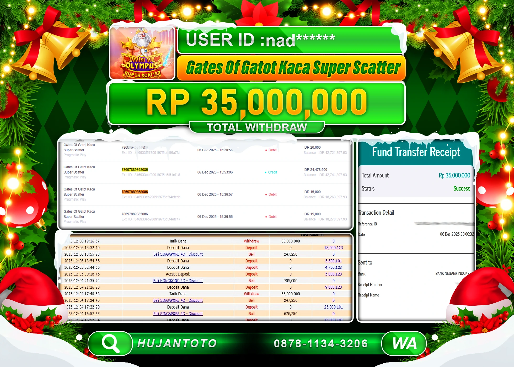 HUJANTOTO - BUKTI JACKPOT MENANG SLOT GATES OF GATOT KACA Rp.35,000,000 - TERBAYAR LUNAS