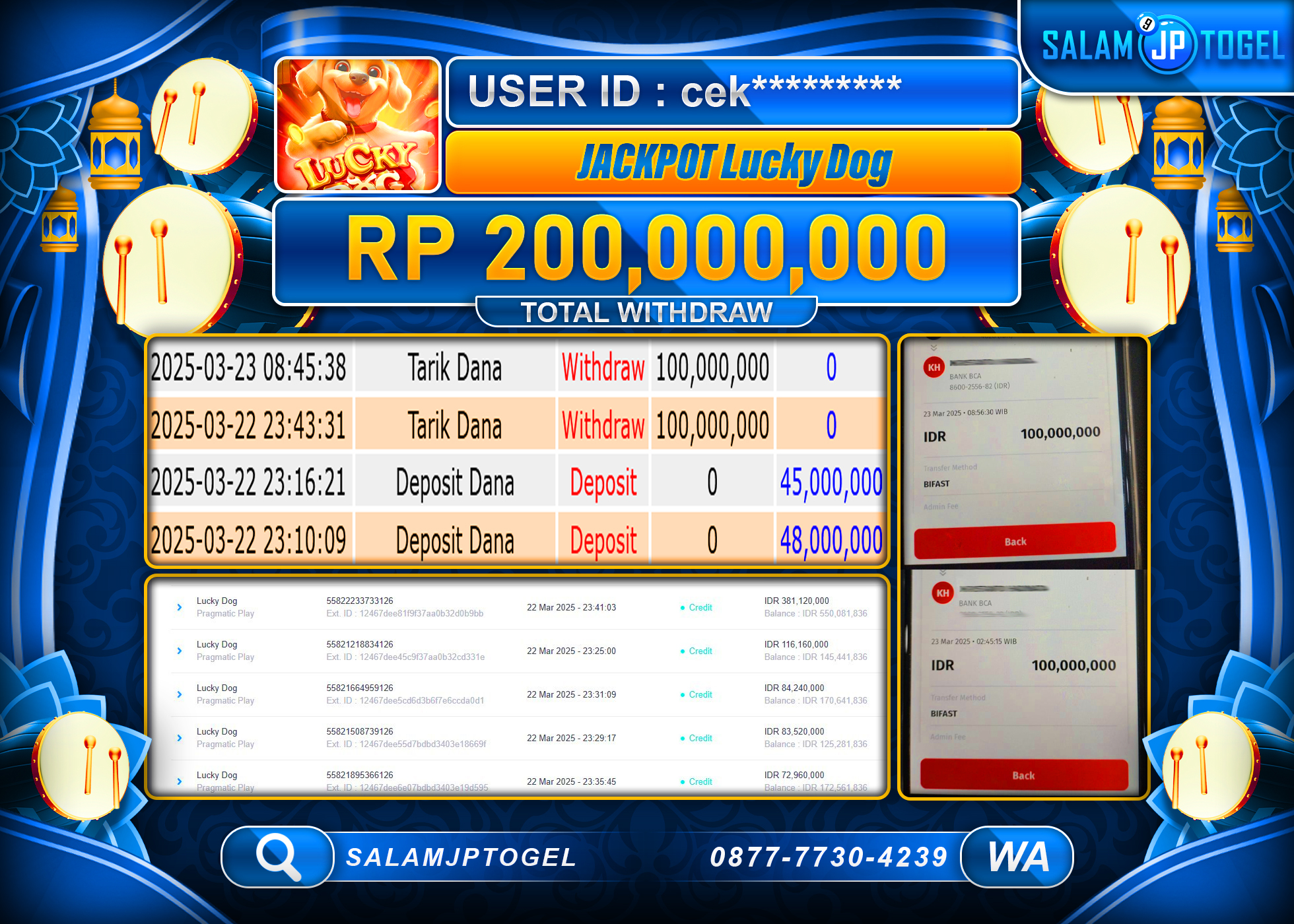 SALAMJPTOGEL MENANG LUCKY PIG  Rp. 200,000,000 LUNAS