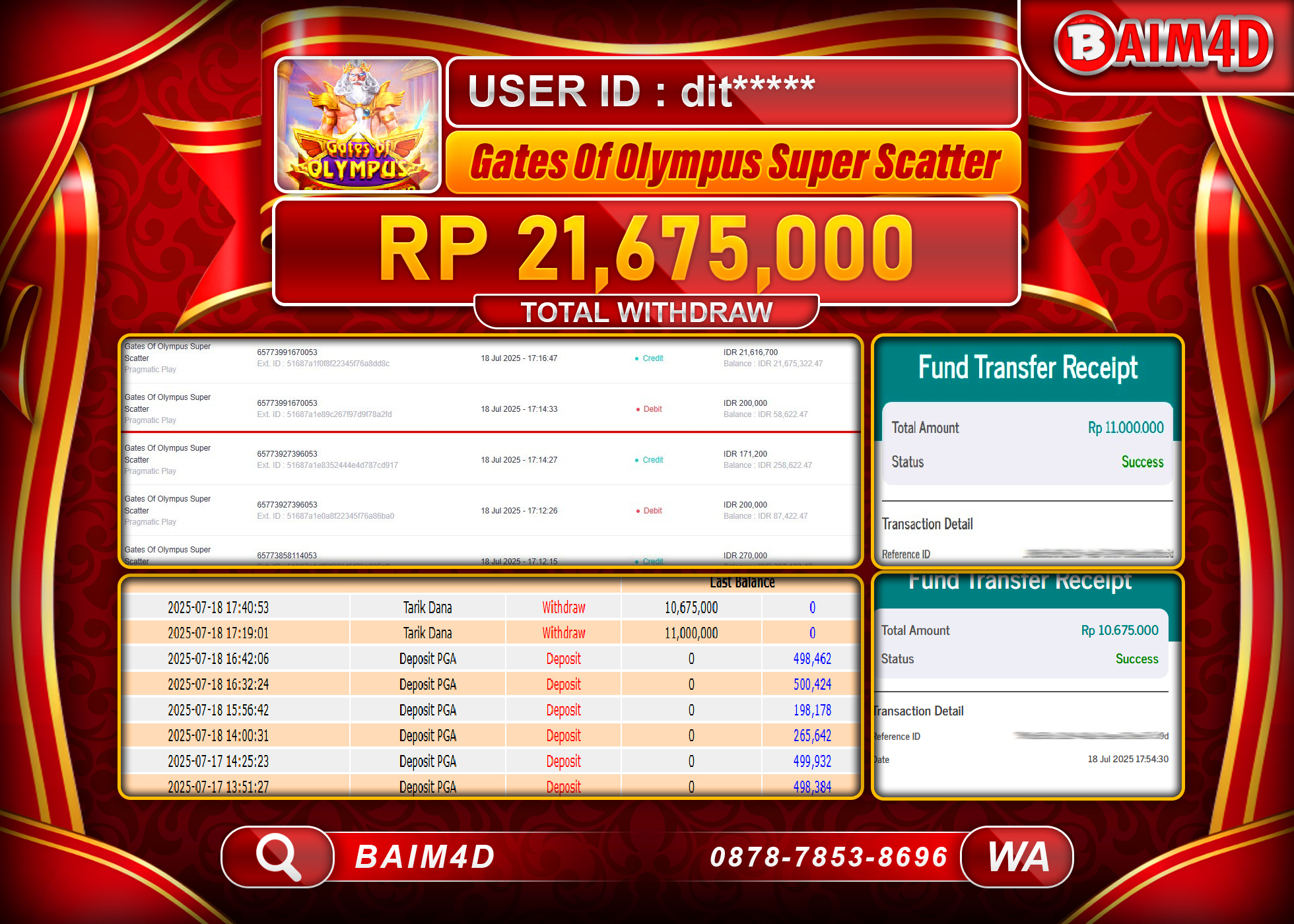 BAIM4D JACKPOT  Gates Of Olympus Supper Scatter Rp. 21,675,000.- LUNAS