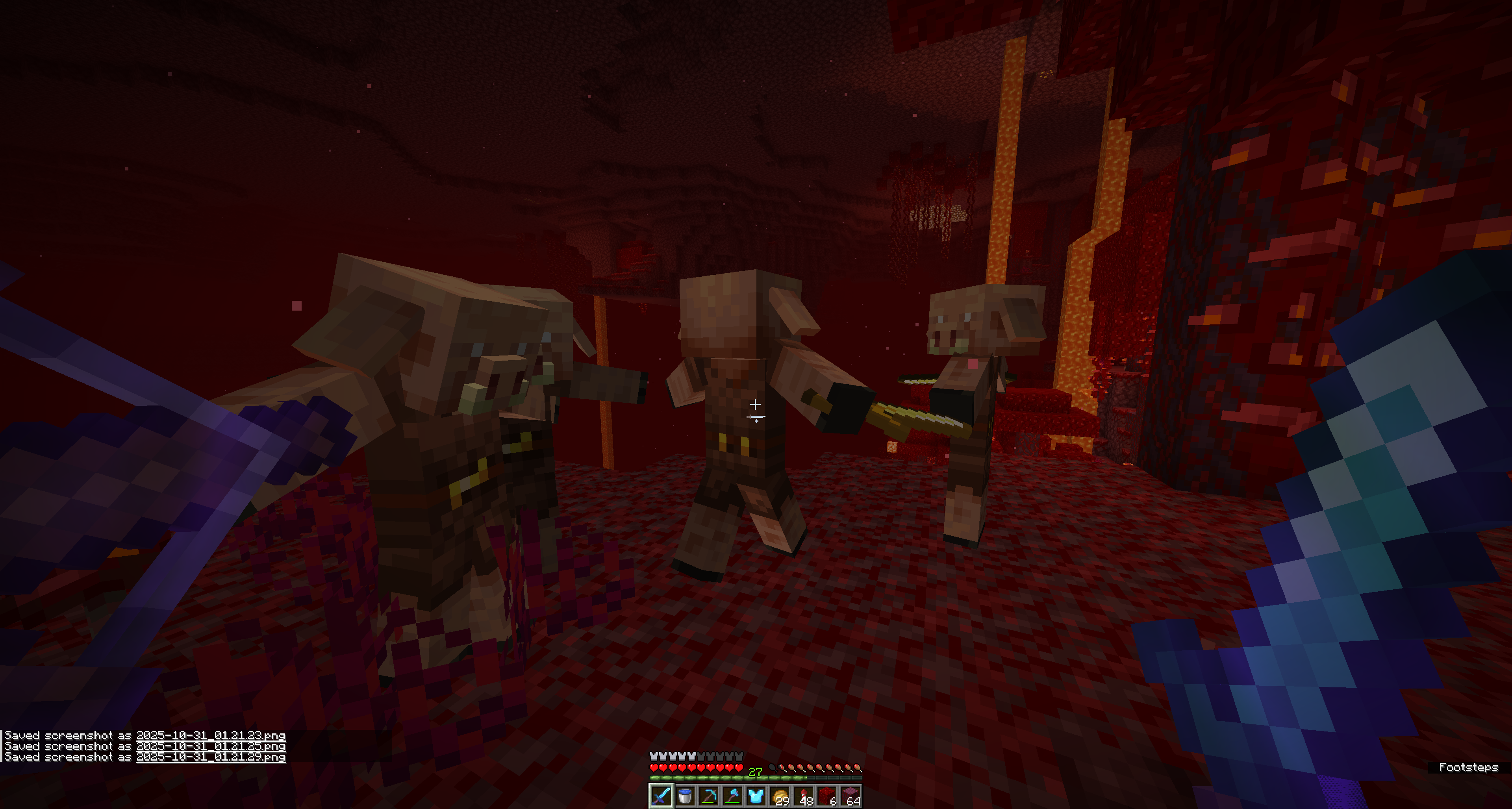 Piglins doing the victory dance in a Crimson Forest