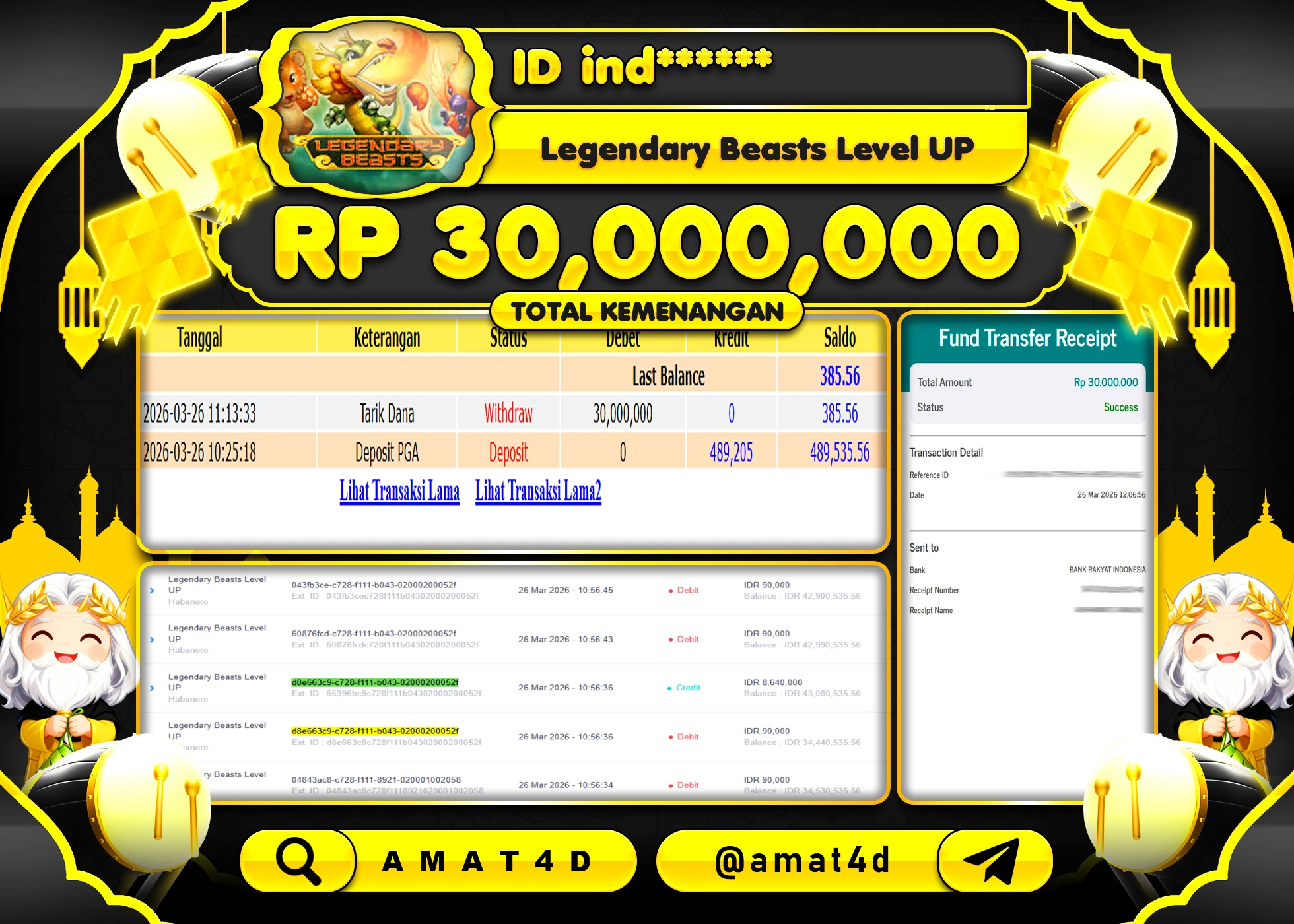 AMAT4D KEMENANGAN DI   LEGENDARY BEAST LEVEL UP  Rp.30,000,000 BERHASIL TERBAYAR LUNAS