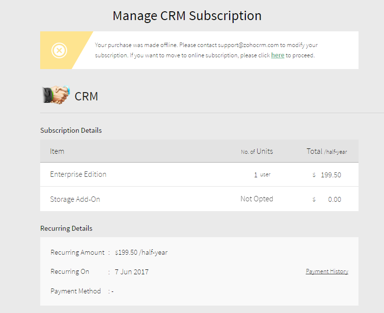Zoho CRM Subscription