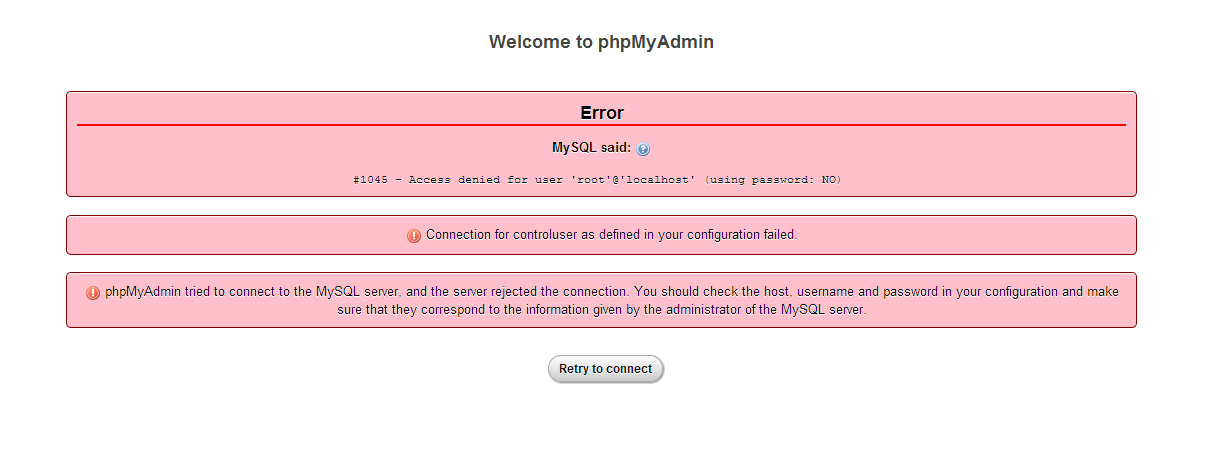 Can t connect to host. Ошибка 1045 MYSQL. XAMPP MYSQL. How to Hide Errors in PHPMYADMIN.