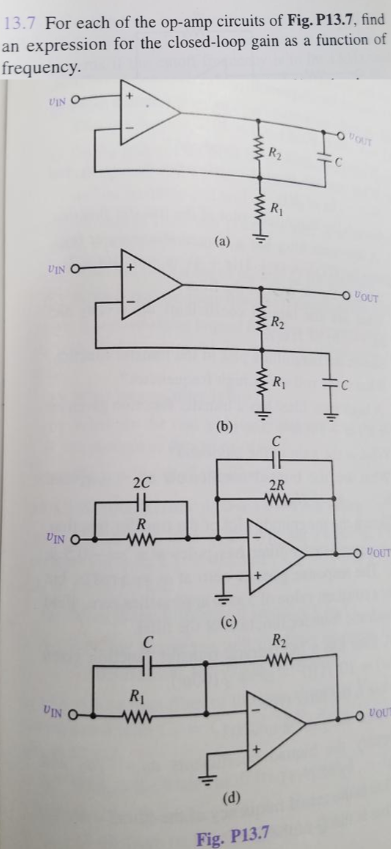 Solved 13.7 For each of the op-amp circuits of Fig. P13.7, | Chegg.com