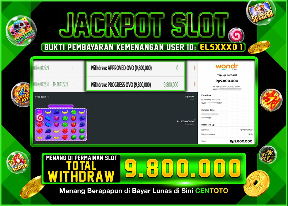 BUKTI JACKPOT LUNAS CENTOTO  RP.9.800.000,-LUNAS