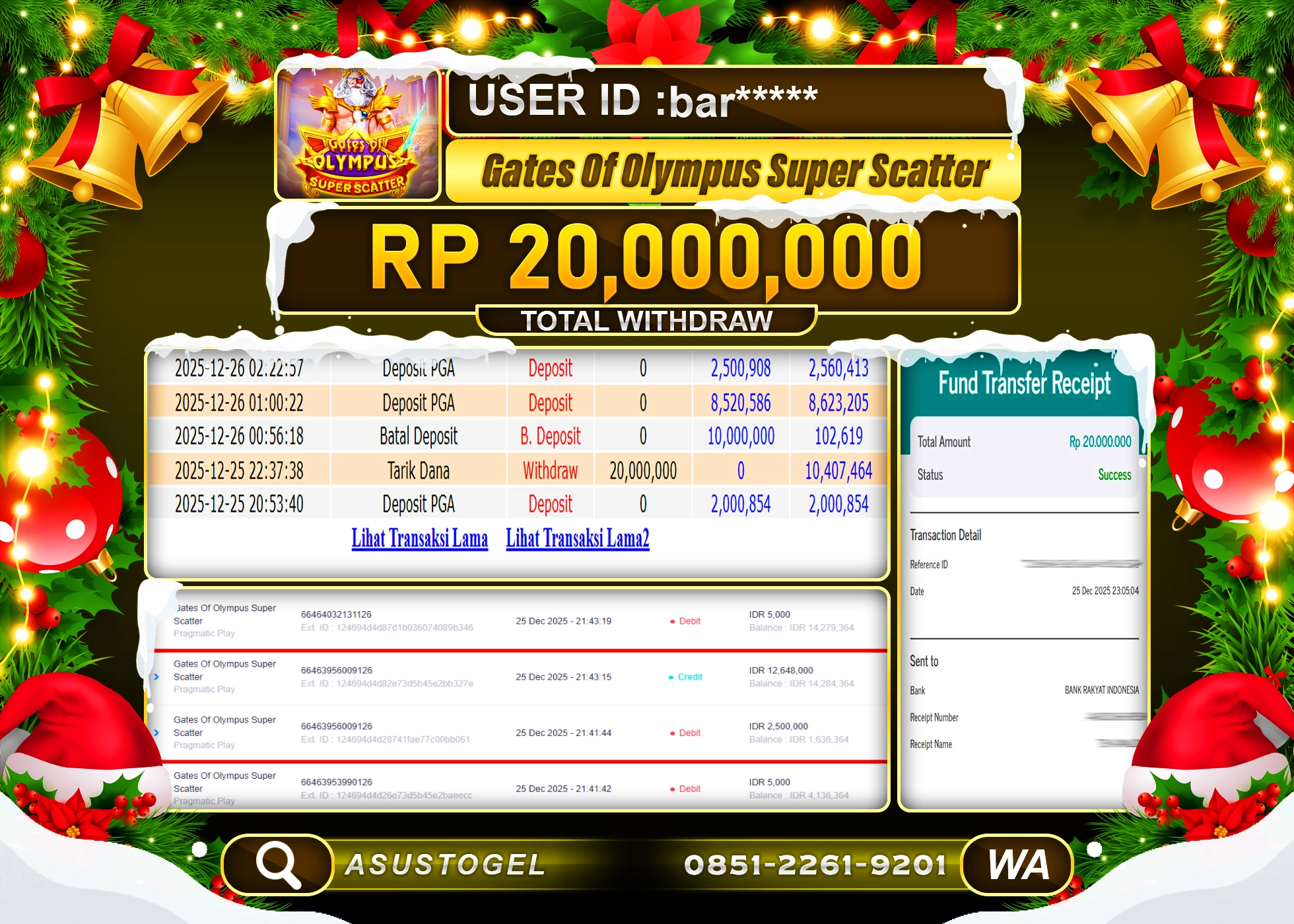 ASUSTOGEL KEMENANGAN DI SLOT GATES OF OLYMPUS SUPER SCATTER SEBESAR 20,000,000 - RUPIAH LUNAS