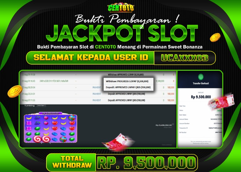 BUKTI JACKPOT LUNAS CENTOTO  RP 9.500.000,-LUNAS