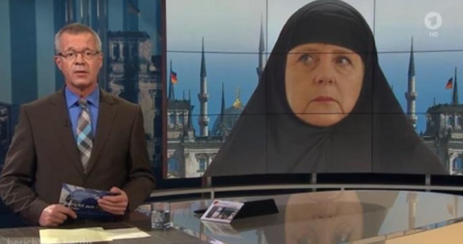 La televisión alemana genera polémica al vestir a una "Merkel musulmana" con 'hijab' Dec05167cde213a82a5a6ed0bc61bdc2