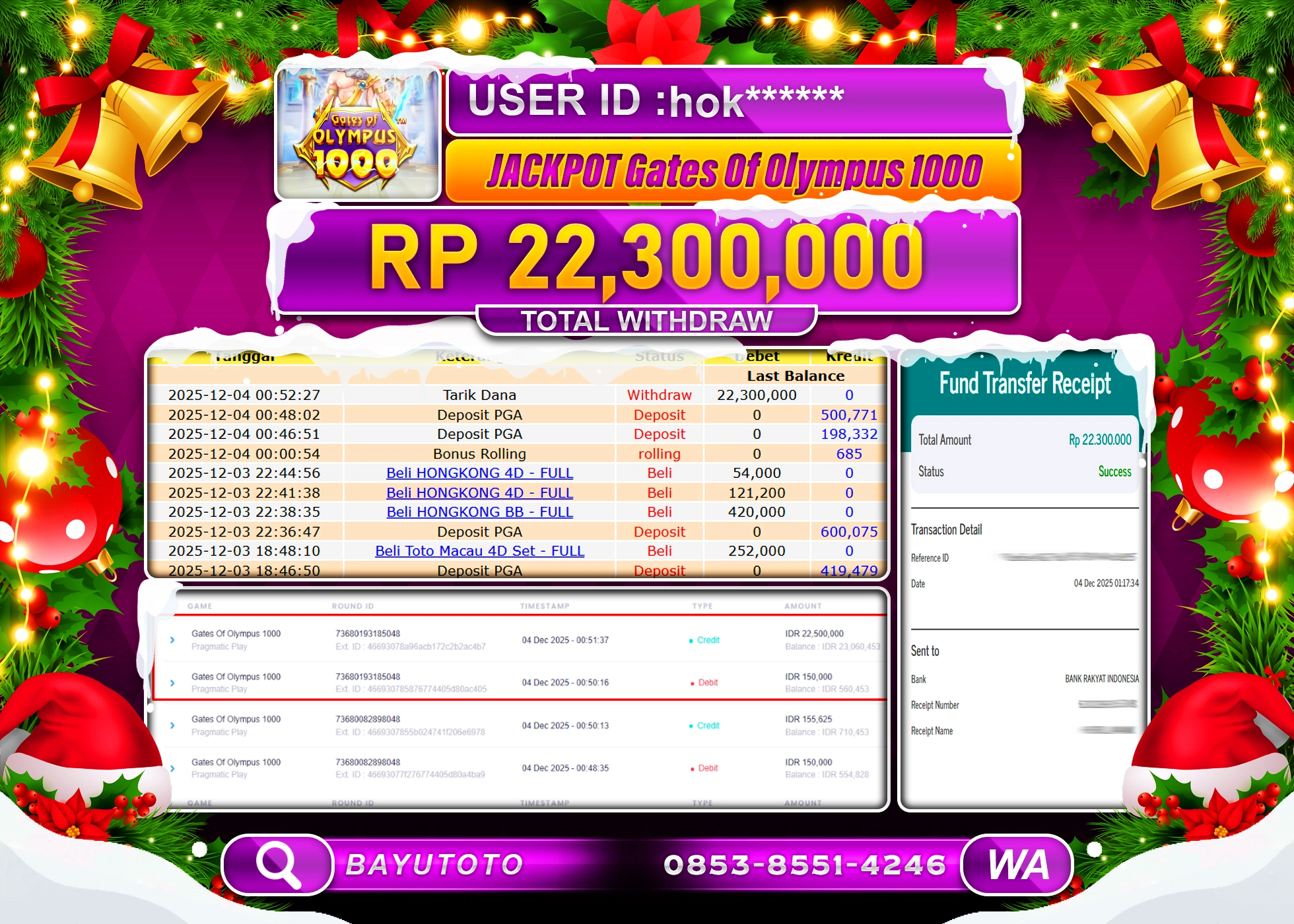 MEMBER BAYUTOTO JACKPOT DI SLOT GATE OF OLYMPUS 1000 Pragmatic Play Rp. 22,300,000 LUNAS