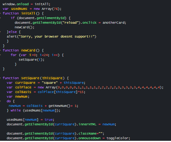 JAVAScript: Bingo Game Part 2 – Learn Scratch SG