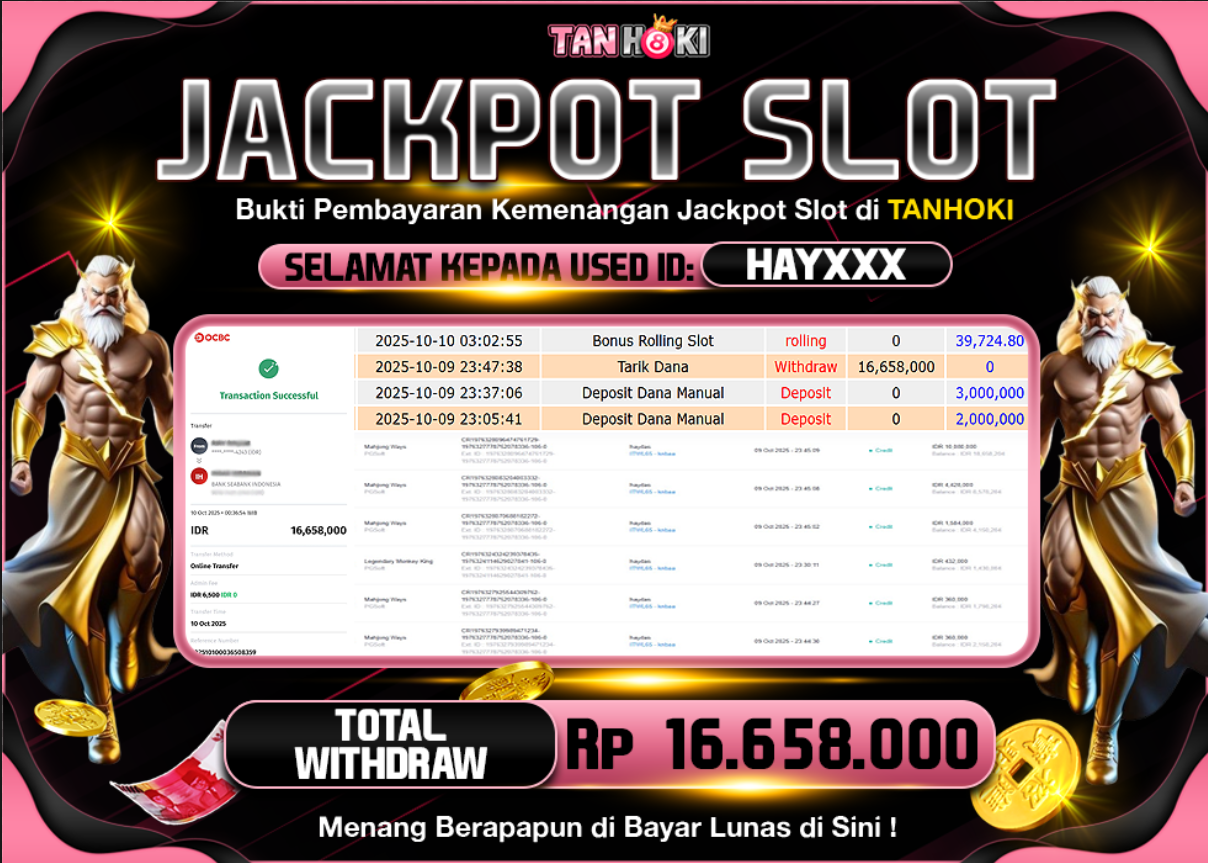 TANHOKI JACKPOT SLOT MAHJONG WAYS Rp.16.658.000,- LUNAS