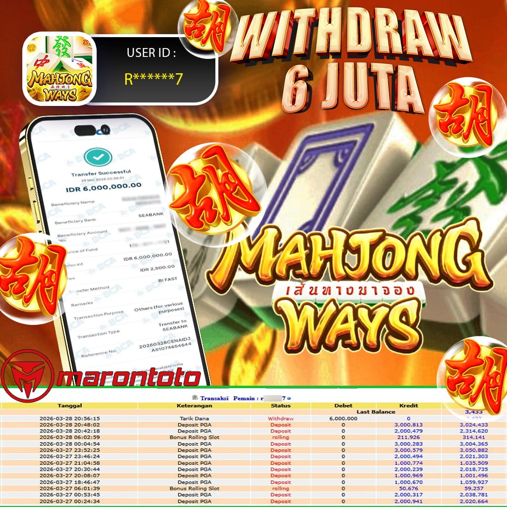 Bukti Kemenangan Member Marontoto Sebesar 6.000.000 JuTa