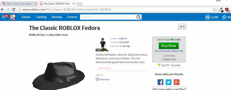 Classic Fedora Sold - 