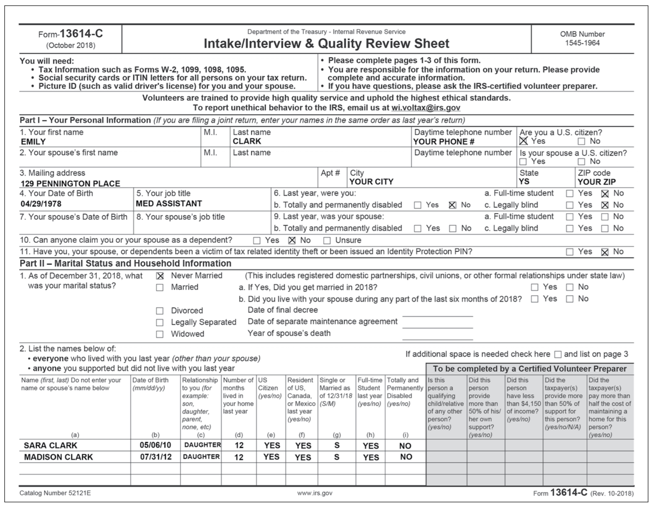 phone number part social security d The 8: Basic Scenario Using Tax Emily Clark Solved: Softwa