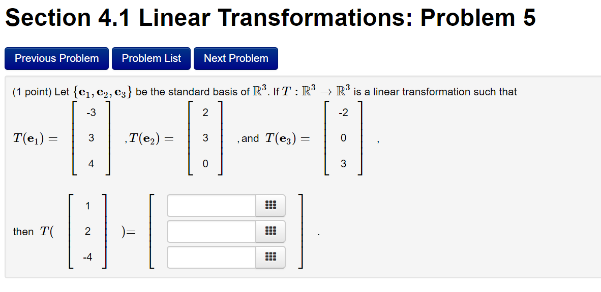 Solved Section 4.1 Linear Transformations: Problem 5 | Chegg.com