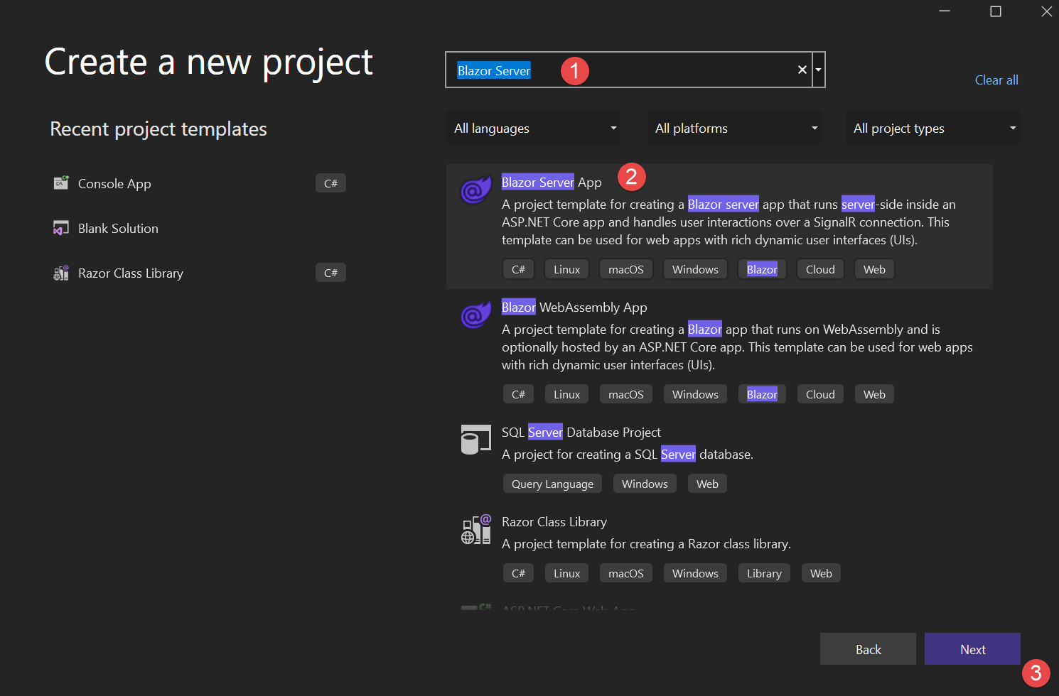 new-project-visual-studio